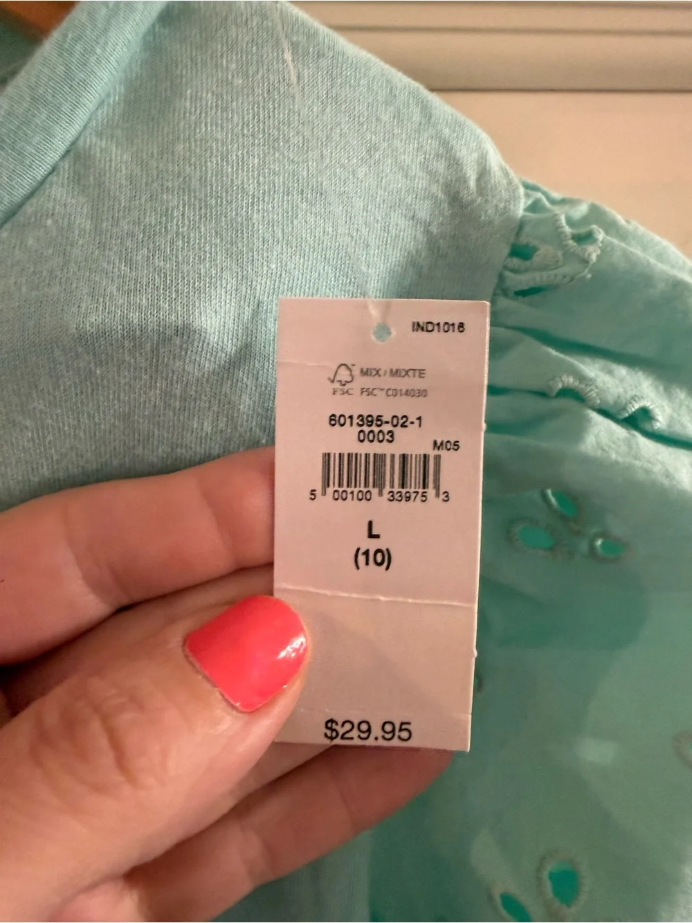 GAP Mint Puff Sleeve Eyelet Top